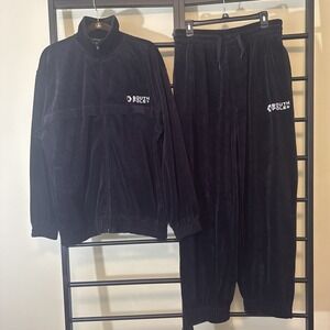 VTG South Pole Tracksuit Black Velour Jacket And Pants Y2K Hip Hop‎ Mens Medium